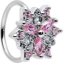 Load image into Gallery viewer, 20G 5/16 Pink Clear CZ Gem Snowflake Nose Hoop