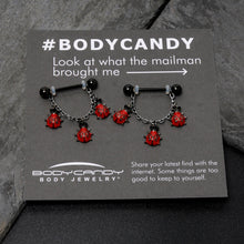 Load image into Gallery viewer, 14G 9/16 Black Classic Ladybug Dangle Nipple Ring Set