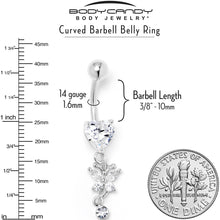 Load image into Gallery viewer, Clear CZ Gem Heart For Butterfly Dangle Belly Ring