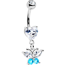 Load image into Gallery viewer, Clear Blue Gem Love Butterfly Heart Dangle Belly Ring