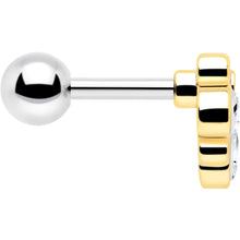 Load image into Gallery viewer, 16G 1/4 Clear Gem Golden Crown Deluxe Cartilage Tragus Earring