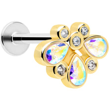 Load image into Gallery viewer, 16G 1/4 Aurora Gem Golden Crown Deluxe Labret