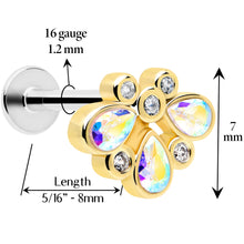 Load image into Gallery viewer, 16G 1/4 Aurora Gem Golden Crown Deluxe Labret
