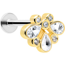 Load image into Gallery viewer, 16G 1/4 Clear Gem Golden Crown Deluxe Labret