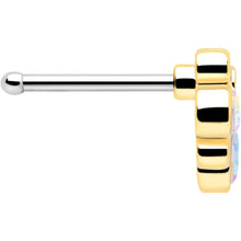 Load image into Gallery viewer, 20G 1/4 Aurora Gem Golden Crown Deluxe Nose Bone