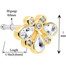 Load image into Gallery viewer, 20G 1/4 Clear Gem Golden Crown Deluxe Nose Bone