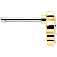 Load image into Gallery viewer, 20G 1/4 Clear Gem Golden Crown Deluxe Nose Bone