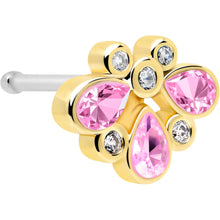 Load image into Gallery viewer, 20G 1/4 Pink Gem Golden Crown Deluxe Nose Bone