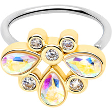 Load image into Gallery viewer, 20G 5/16 Aurora Gem Golden Crown Deluxe Nose Hoop