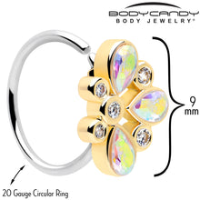 Load image into Gallery viewer, 20G 5/16 Aurora Gem Golden Crown Deluxe Nose Hoop