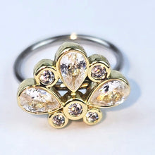 Load image into Gallery viewer, 20G 5/16 Clear Gem Golden Crown Deluxe Nose Hoop