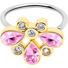 Load image into Gallery viewer, 20G 5/16 Pink Gem Golden Crown Deluxe Nose Hoop
