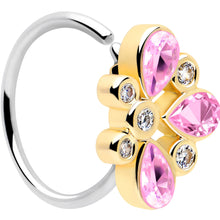 Load image into Gallery viewer, 20G 5/16 Pink Gem Golden Crown Deluxe Nose Hoop
