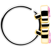 Load image into Gallery viewer, 20G 5/16 Pink Gem Golden Crown Deluxe Nose Hoop