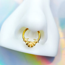 Load image into Gallery viewer, 16G 3/8 Gold Tone Luxe Sea Shell Glam Starfish Hinged Segment RIng