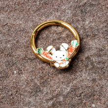 Load image into Gallery viewer, 16G 3/8 Gold Tone Cutie Easter Bunny Hinged Segment Ring