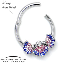 Load image into Gallery viewer, 16G 3/8 Clear CZ Gem Mesmerizing Sea Shells Hinged Segment Ring