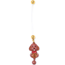Load image into Gallery viewer, Brown Dog Red Bow Dangle PTFE Pregnancy Belly Ring