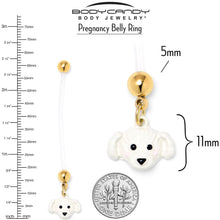 Load image into Gallery viewer, White Puppy Dog Face Dangle PTFE Pregnancy Belly Ring