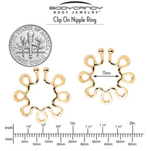 Load image into Gallery viewer, Gold Tone Trippy Flower Clip On Fake Nipple Ring Set