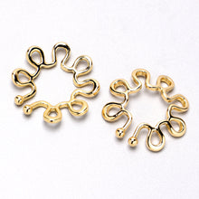 Load image into Gallery viewer, Gold Tone Trippy Flower Clip On Fake Nipple Ring Set