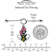 Load image into Gallery viewer, 14G Busy Bee Flowers Dangle Project Bar 38mm