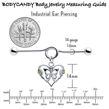 Load image into Gallery viewer, 14G Yellow CZ Gem Heart Flower Butterfly Project Bar 38mm