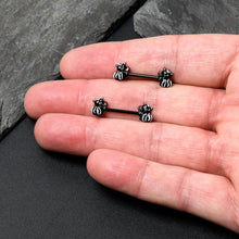 Load image into Gallery viewer, 14G 9/16 Black Funky Skunk Barbell Nipple Ring Set