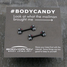 Load image into Gallery viewer, 14G 9/16 Black Funky Skunk Barbell Nipple Ring Set
