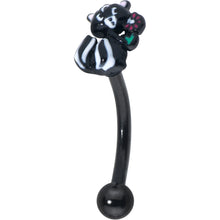 Load image into Gallery viewer, 16G 5/16 Black Funky Skunk Curved Eyebrow Ring