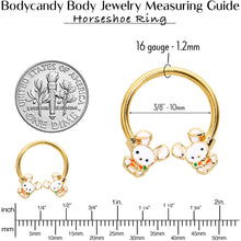Load image into Gallery viewer, 16G 3/8 Gold Tone Cutie Easter Bunny Horseshoe Circular Barbell