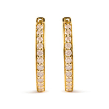 Load image into Gallery viewer, 10K Yellow Gold 1/2 Cttw Round-Cut Diamond Hoop Earrings (I-J Color, I2-I3 Clarity)