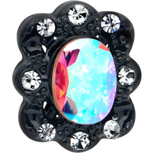 Load image into Gallery viewer, 16G 1/4 Aurora Gem Black Filigree Fantasy Cartilage Tragus Earring