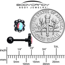 Load image into Gallery viewer, 16G 1/4 Aurora Gem Black Filigree Fantasy Cartilage Tragus Earring