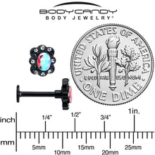Load image into Gallery viewer, 16G 5/16 Aurora Gem Black Filigree Fantasy Labret Monroe Tragus