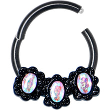 Load image into Gallery viewer, 16G 3/8 Aurora Gem Black Magical Ovals Hinged Segment Ring