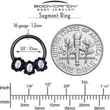 Load image into Gallery viewer, 16G 3/8 Aurora Gem Black Magical Ovals Hinged Segment Ring