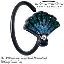 Load image into Gallery viewer, 20G 5/16 Clear CZ Gem Black Serenity Ocean Magic Shell Nose Hoop