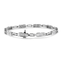 Load image into Gallery viewer, 14K White Gold 1.0 Cttw Invisible Set Princess Cut Diamond Alternating Station and Link Tennis Bracelet (I-J Color, I1-I2 Clarity) - Size 7.25" Inches