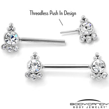 Load image into Gallery viewer, 14G 9/16 Clear CZ Gem Style Threadless Barbell Nipple Ring Set
