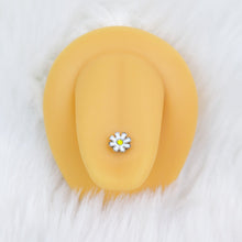 Load image into Gallery viewer, Clear Gem Gold Tone Daisy Bee Barbell Tongue Ring Set of 4