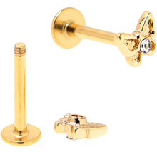 Load image into Gallery viewer, 16G 5/16 Clear Gem Gold Tone Flower Butterfly Labret Set of 4