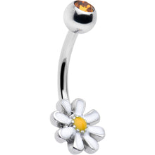 Load image into Gallery viewer, Clear Yellow Gem Gold Tone Bee Flower Belly Ring Set of 4