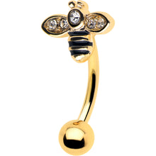 Load image into Gallery viewer, Clear Yellow Gem Gold Tone Bee Flower Belly Ring Set of 4