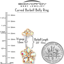Load image into Gallery viewer, Aurora Clear Gem Filigree Flower Fantasy Double Mount Belly Ring