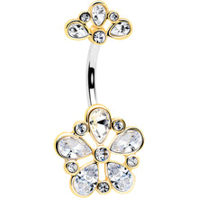 Load image into Gallery viewer, Clear Gem Filigree Flower Fantasy Double Mount Belly Ring