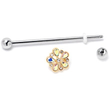 Load image into Gallery viewer, 14G Aurora Gem Filigree Flower Fantasy Industrial Barbell 38mm