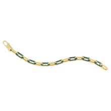 Load image into Gallery viewer, 14k Yellow Gold Malachite Paperclip Gem Link Bracelet (7.00 mm)