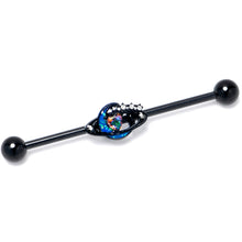 Load image into Gallery viewer, 14G Aurora Gem Black Saturn Space Moon Industrial Barbell 38mm