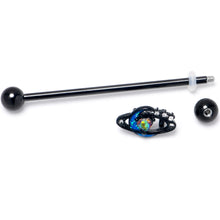 Load image into Gallery viewer, 14G Aurora Gem Black Saturn Space Moon Industrial Barbell 38mm
